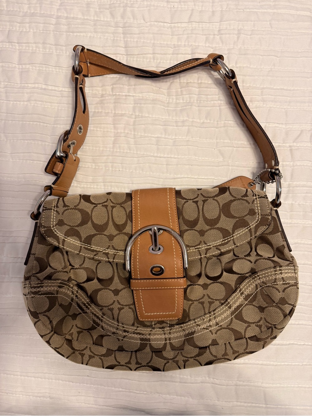 Vintage Coach Soho Y2k Signature Canvas and Leather Shoulder Bag